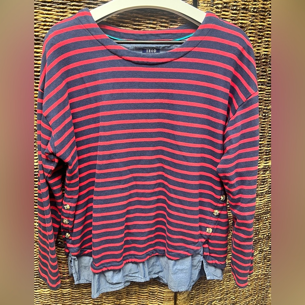IZOD - Striped Red and Blue‎ Top- XLarge